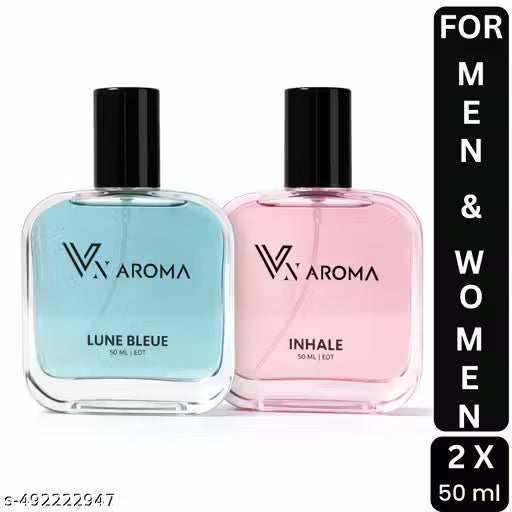VN AROMA Lune Bleue & Inhale Perfume Combo (2x50ml) | Long Lasting Unisex Perfume | Luxury Premium Fragrance for Men and Women