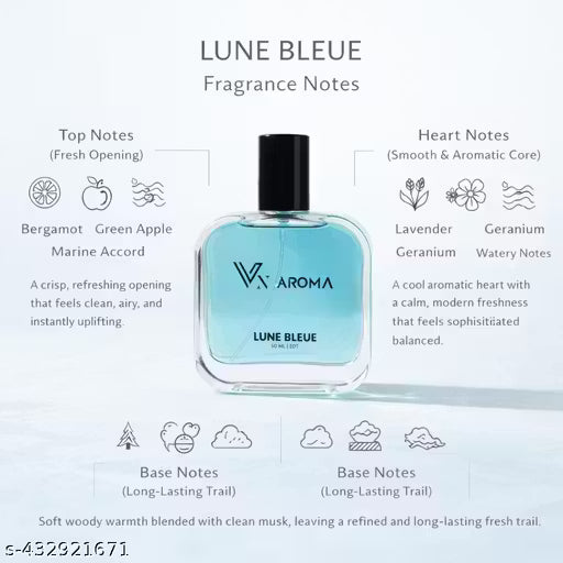 VN AROMA Lune Bleue Luxury Perfume - 50ml | Long Lasting Perfume for Men & Women | Premium Fragrance Spray | Ideal Perfume Gift for Him & Her